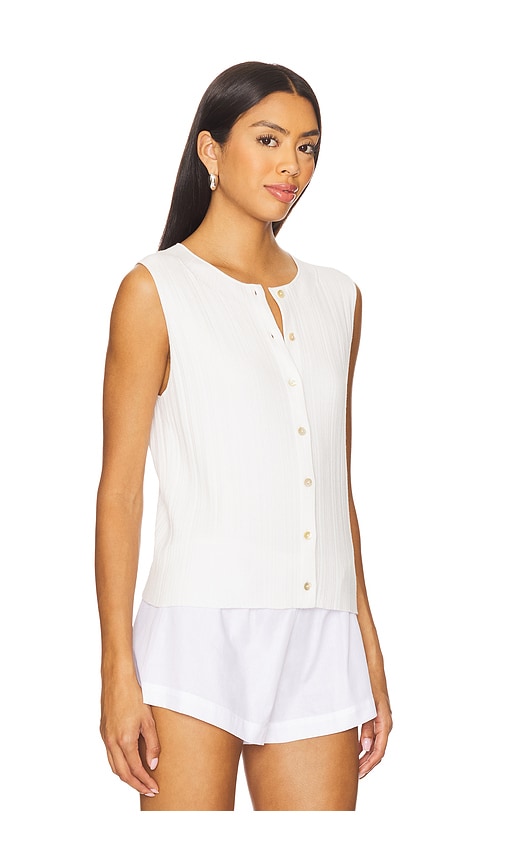 Vince Button Up Shell Sweater In White