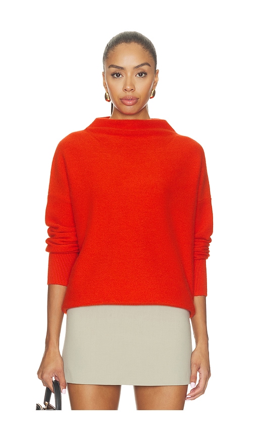 Boiled Funnel Neck Pullover Sweater in Crimson
