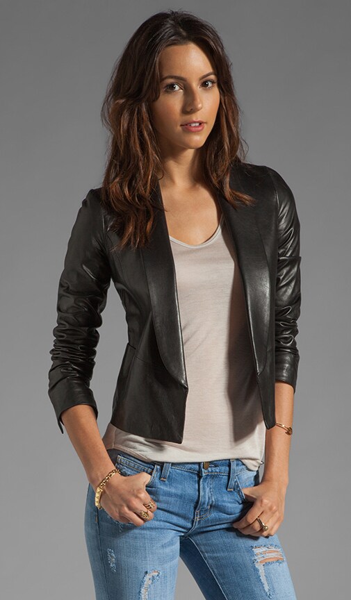 Leather Shawl Collar Jacket