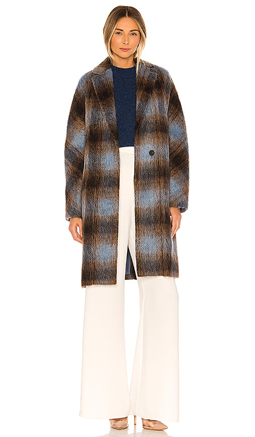 vince belted plaid coat