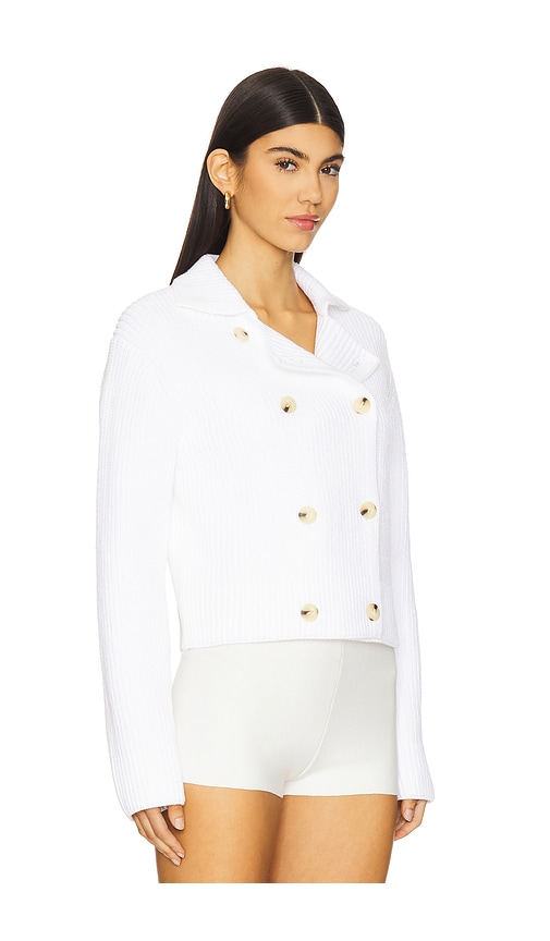 Vince Double Breasted Sweater Jacket In White
