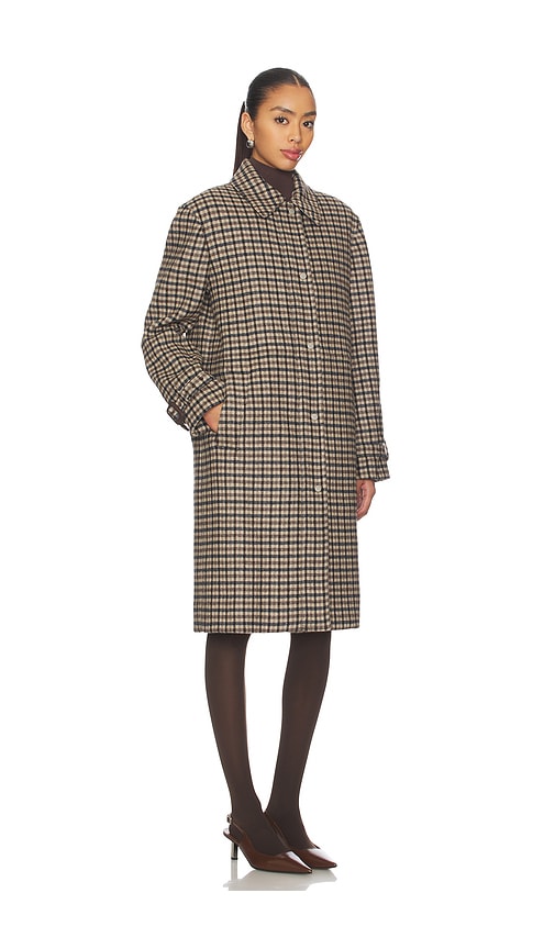 Vince Plaid Car Coat With Faux Leather Trim In Multi