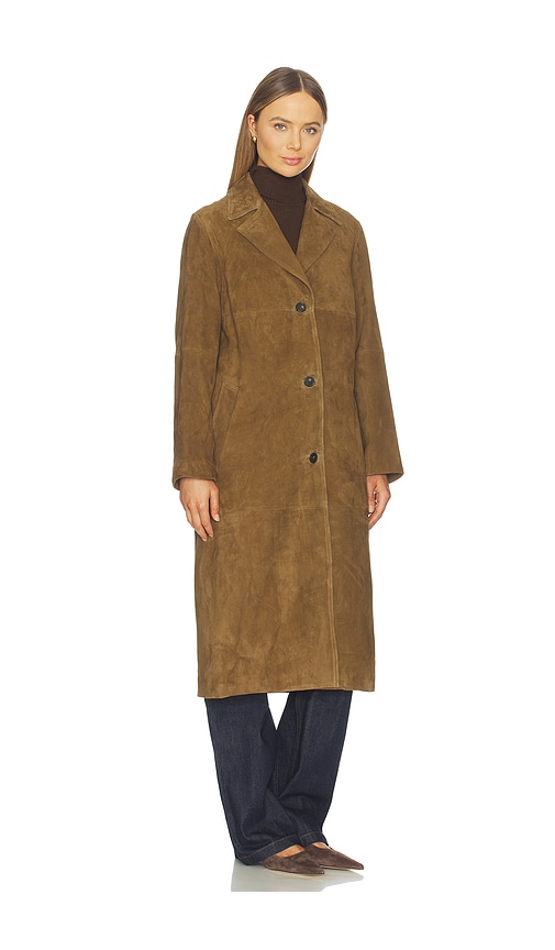  Vince Suede Leather Long Coat In Brown. Size Xs. Also In M, L. 