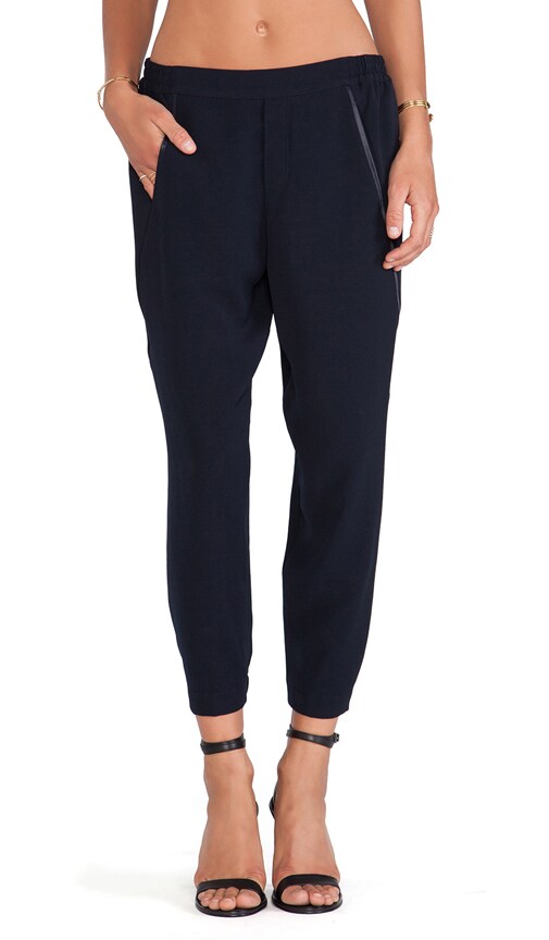 Satin Piped Wrap Seam Pant
