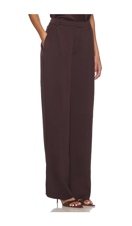 Vince Mid Rise Wide Leg Pleated Trouser In Purple