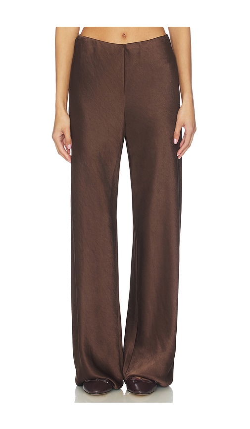Vince High Waist Fluid Satin Bias Pant In Brown
