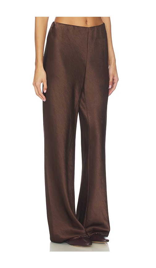 Vince High Waist Fluid Satin Bias Pant In Brown