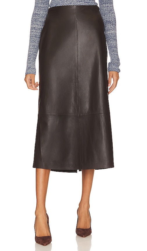 VINCE LEATHER STRAIGHT SKIRT