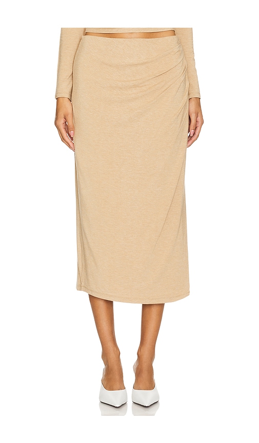 Vince Side Drape Midi Skirt In Cashew