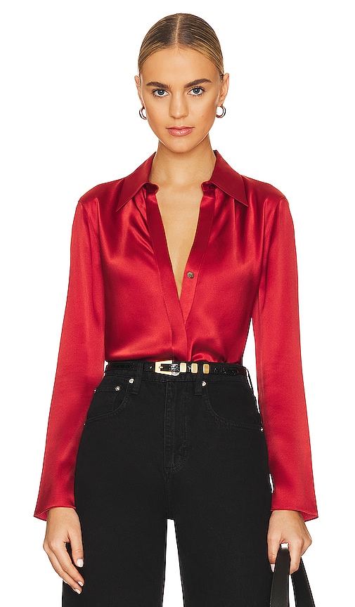 Vince Bias Button Down L/s Shirt in Ruby | REVOLVE