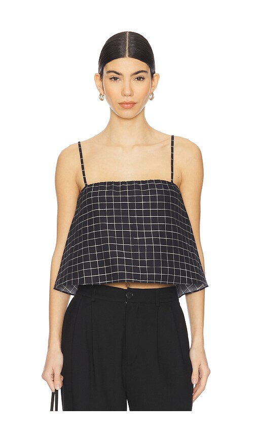 Vince Trellis Plaid Strapless Top In Black