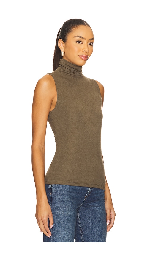Vince Sleeveless Turtleneck Tee H Cypress In Brown