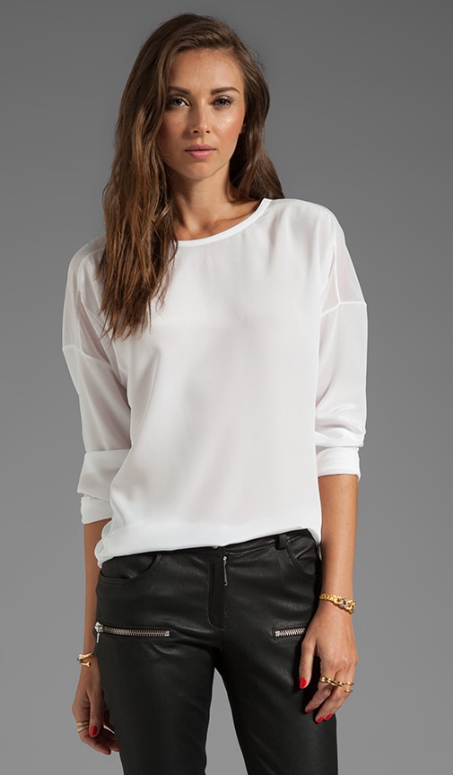 Sheer Trim Silk Blouse