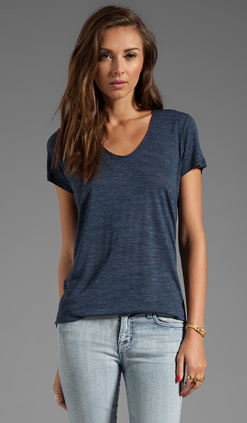 Short Sleeve Rolled V-Neck Tee