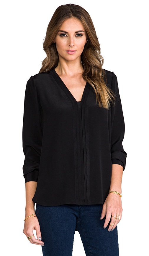 Vince Picot Edge Blouse in Black