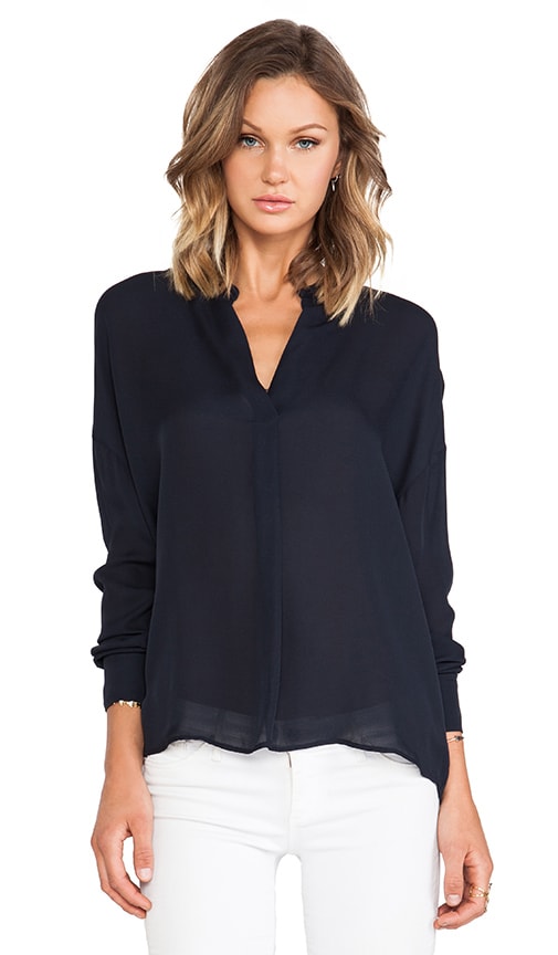 Side Drape Long Sleeve Blouse