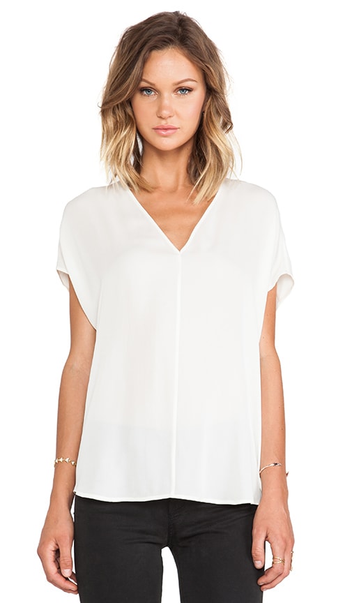 Side Drape V-Neck Blouse