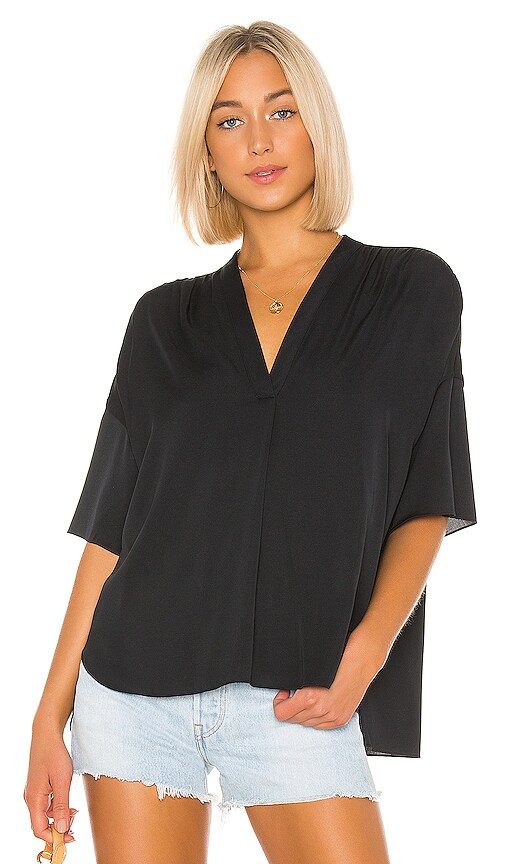 Shirred V Neck Blouse