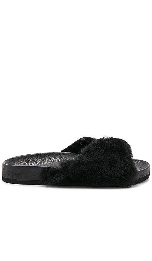 Vince Garrison Sheep Fur Slide in Black 