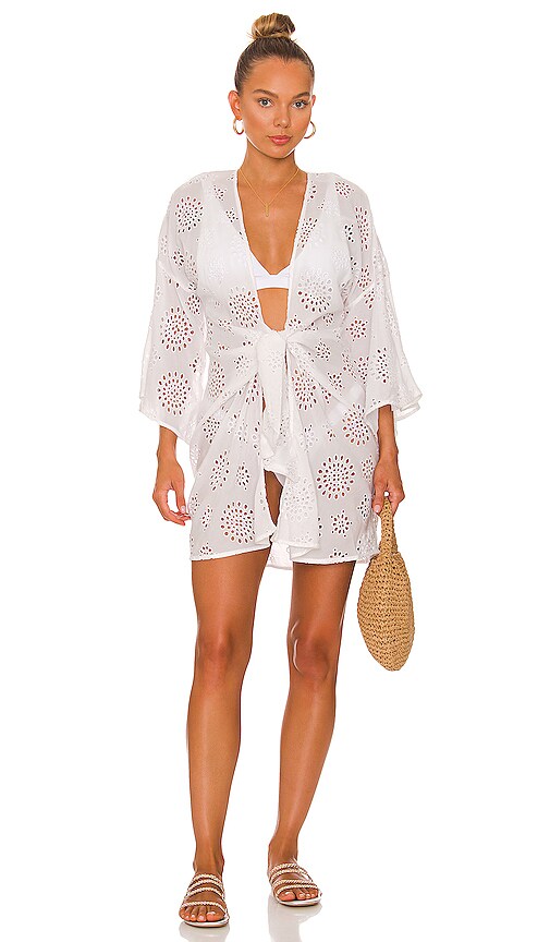 Vix Swimwear Perola Knot Short Cover Up in Off White REVOLVE