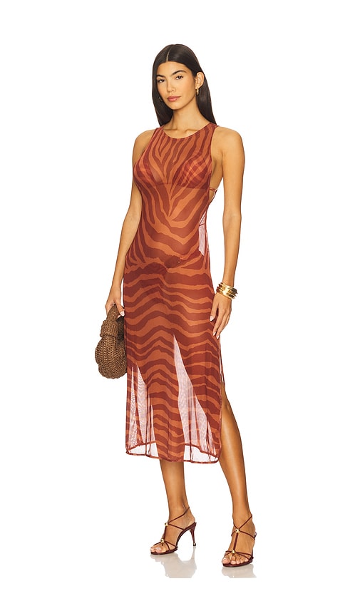 knee length dresses for ladies Oliana Embroidered Mesh Midi Dress Chocolate– Selfie Leslie main image 0