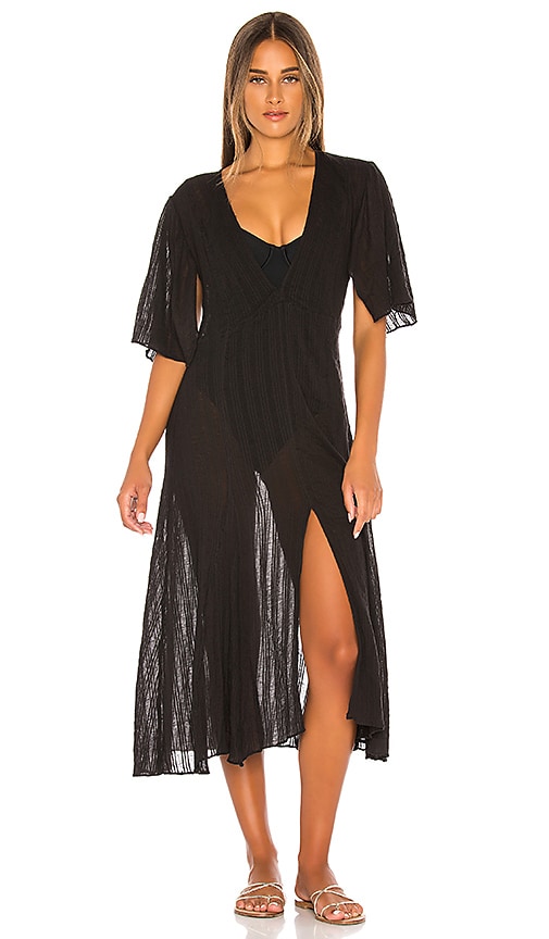 Vix Swimwear Malia Caftan Dress In Black.