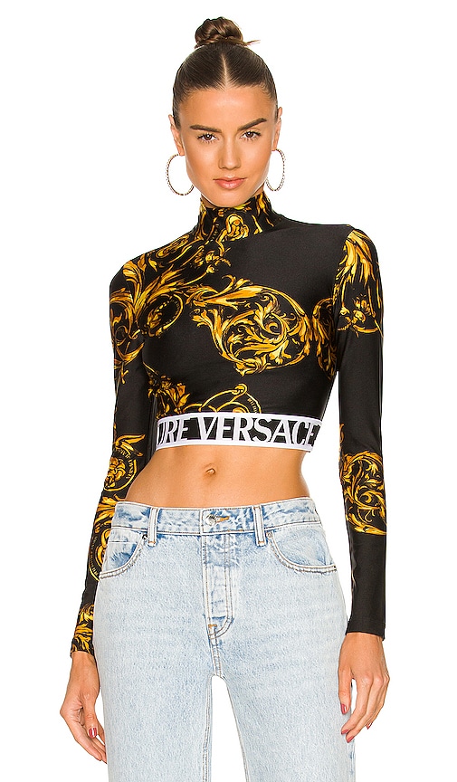 Versace Jeans Couture Garland Top in Black & Gold