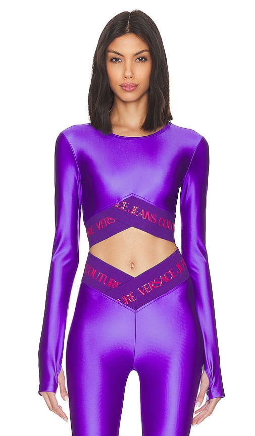 Versace Jeans Couture Doodle Logo Long Sleeve in Purple