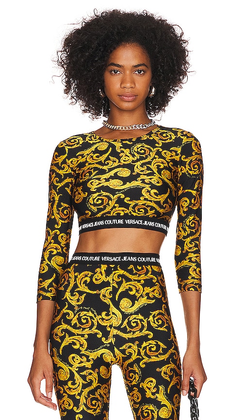 Versace Jeans Couture Sketch Couture Top in Gold & Black | REVOLVE