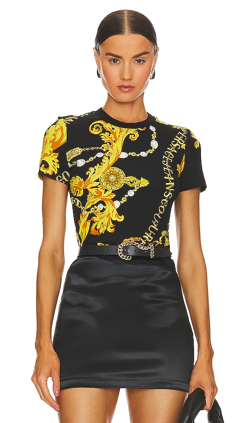 Versace Jeans Couture Tee in Black & Gold