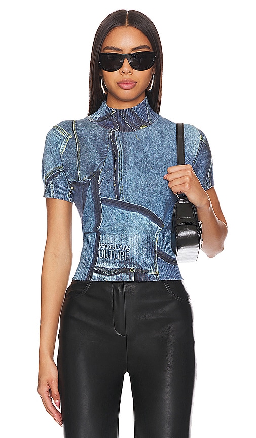 Versace Jeans Couture Knit Top In E904-indigo