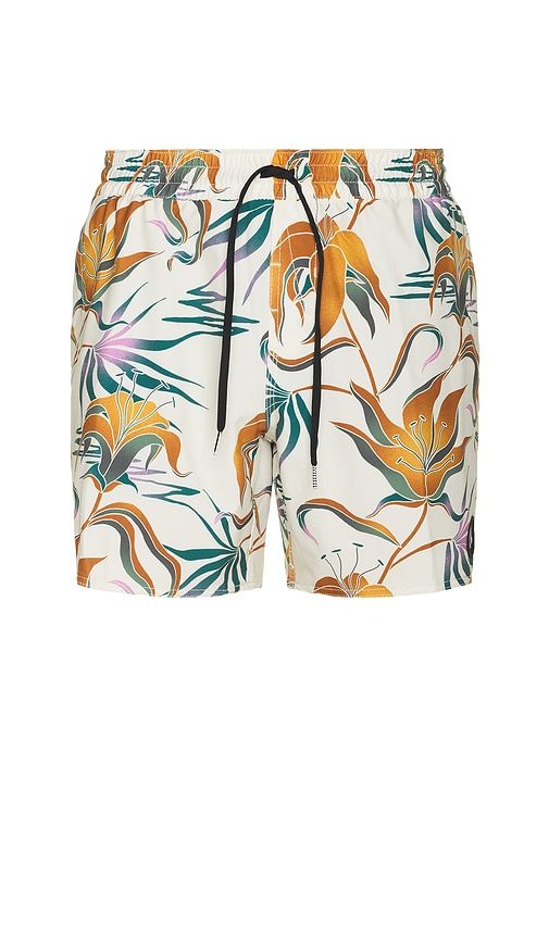 Lido Printed Swim Trunks in White. - size S (also in L, M, XL/1X)