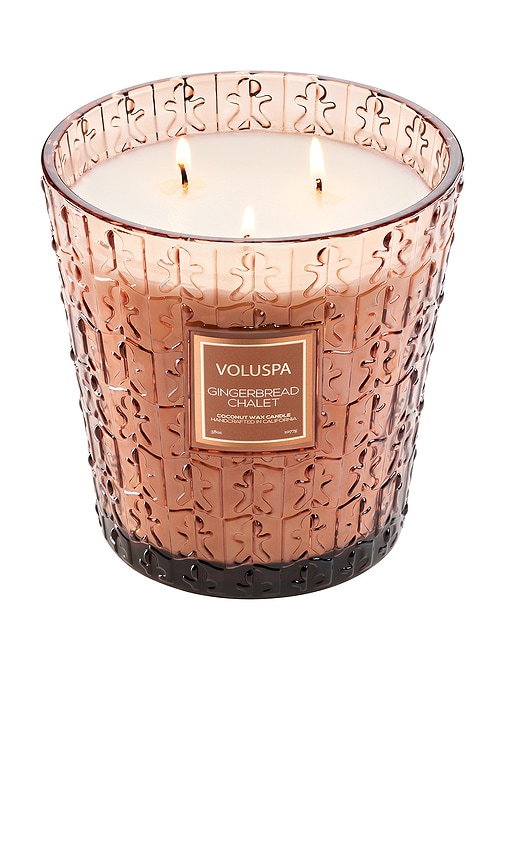 Voluspa Gingerbread Chalet 3 Wick Hearth Candle In Brown