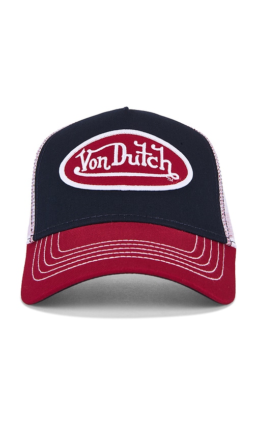 Staple Trucker Hat in Red.