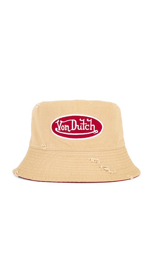 Bucket Hat in Brown,Red.