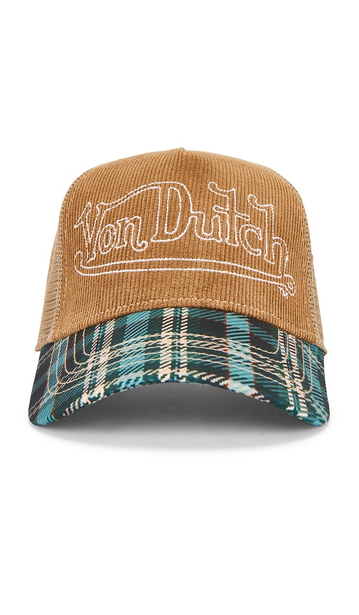 Von Dutch Plaid Cord Trucker Hat