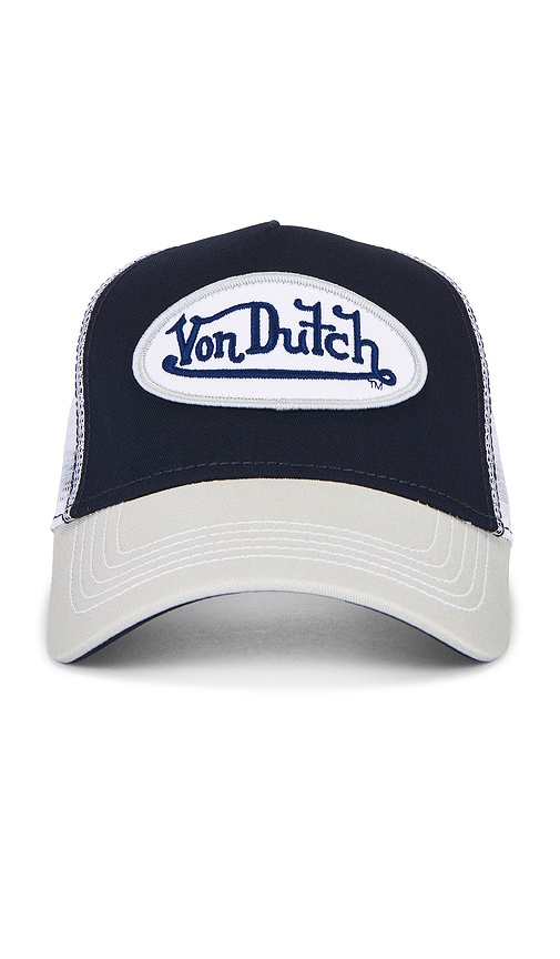 Staple Trucker Hat in Blue.