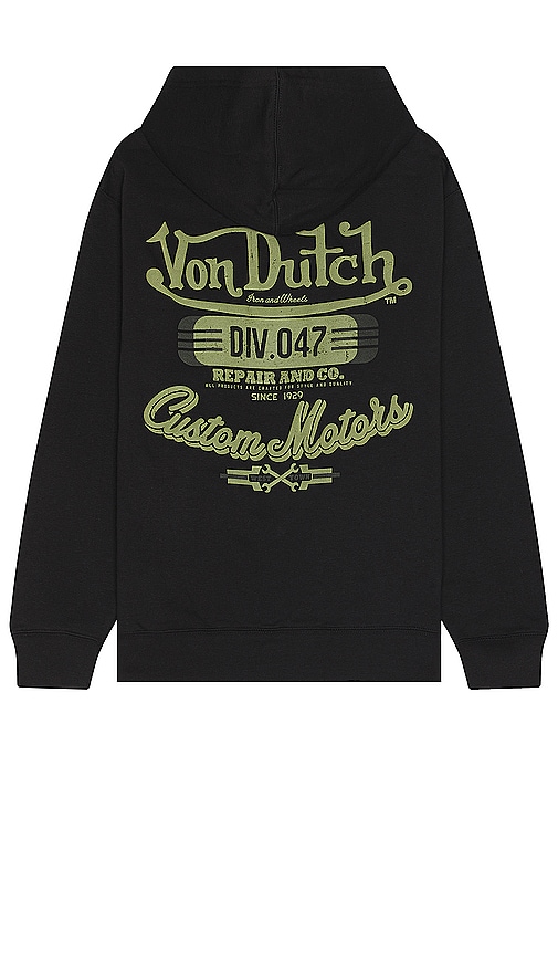 Shop Von Dutch Custom Motors Graphic Hoodie In Black & Dark Green
