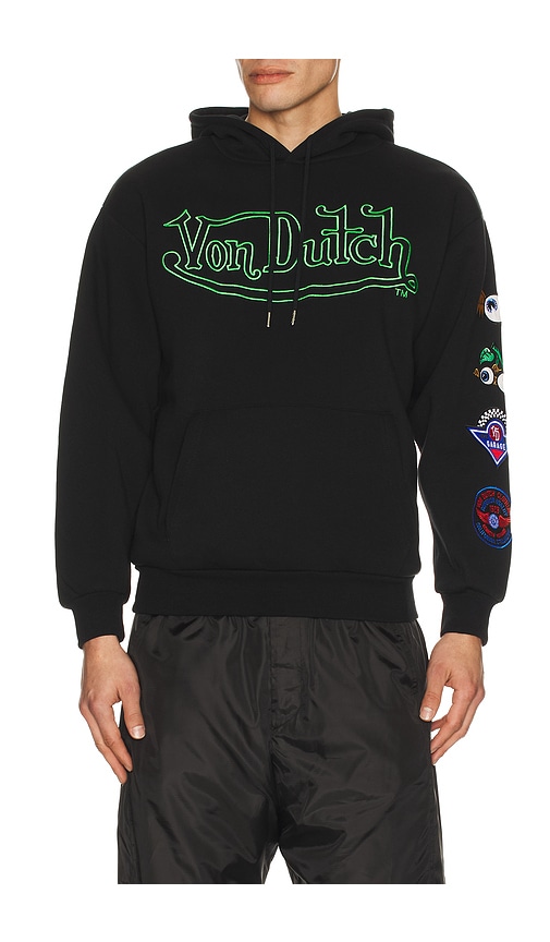Von Dutch Logo Sleeve Patches Hoodie