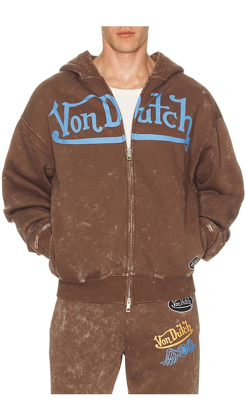 Von Dutch Oversized Washed Zip Hoodie
