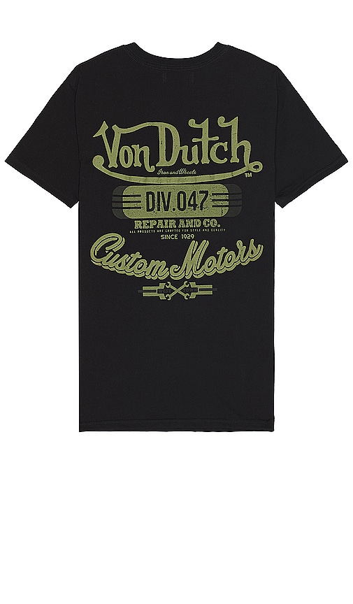 Shop Von Dutch Custom Motors Graphic Tee In Black & Dark Green