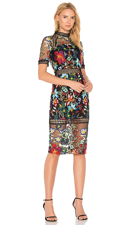 VONE Sheath Lace Dress in Red Multi Floral | REVOLVE