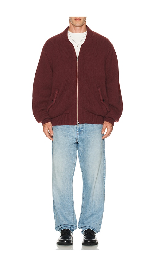 Vowels Knitted Bomber Jacket In Brown