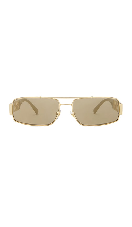 Shop Versace Small Oval Frame Sunglasses In Brown