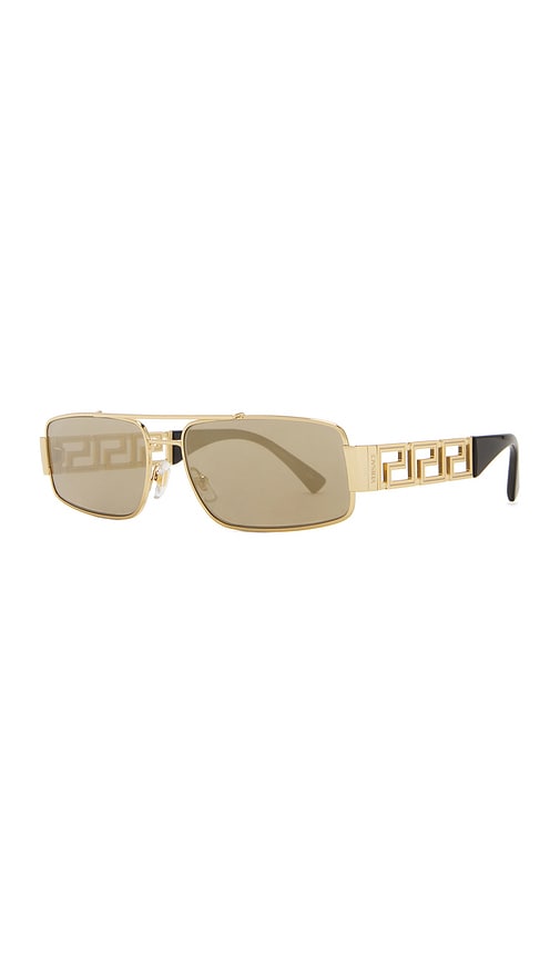 Shop Versace Small Oval Frame Sunglasses In Brown