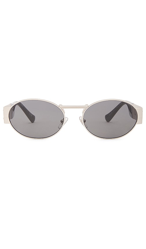 Shop Versace Round Sunglasses In 黑色&银色