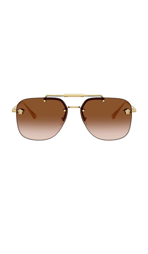 VERSACE Square Sunglasses in Metallic Gold.