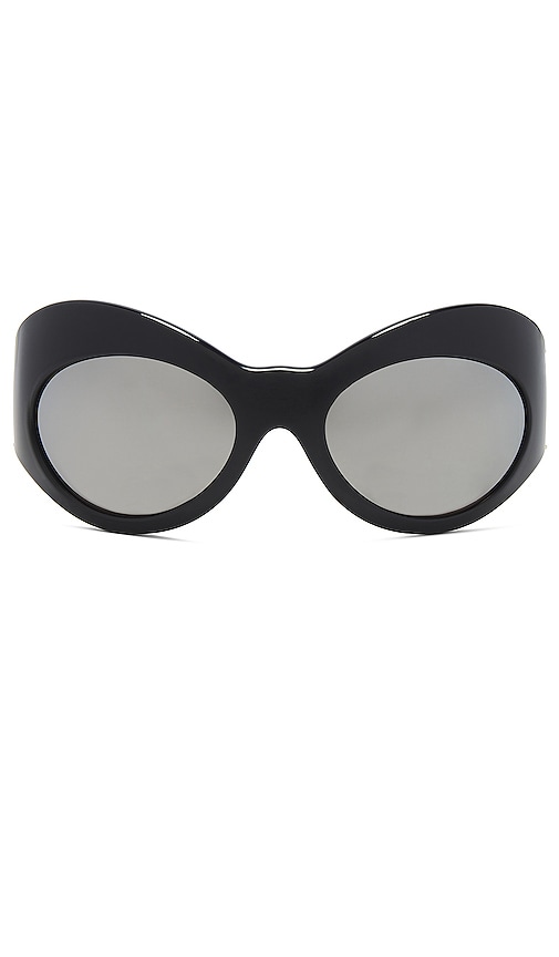 VERSACE Oval Sunglasses in Black & Mirror Silver