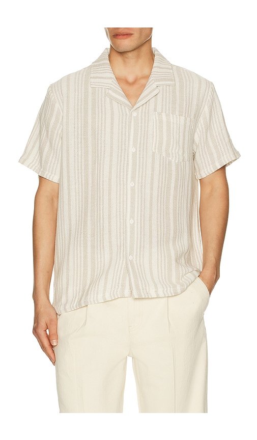 Vintage Summer Basket Weave Camp Shirt