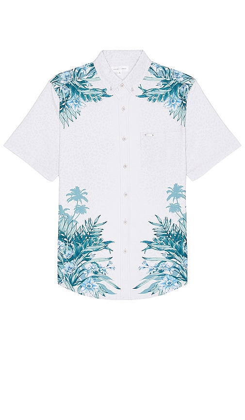 Shop Vintage Summer Mens Stretch Button Up Shirt In Beige & Green